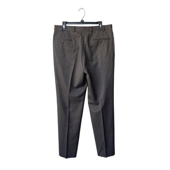 Brooks Brothers 346 Mens Dress Pants 35x32 Wool Madison Fit Pleated Brown - Picture 4 of 9